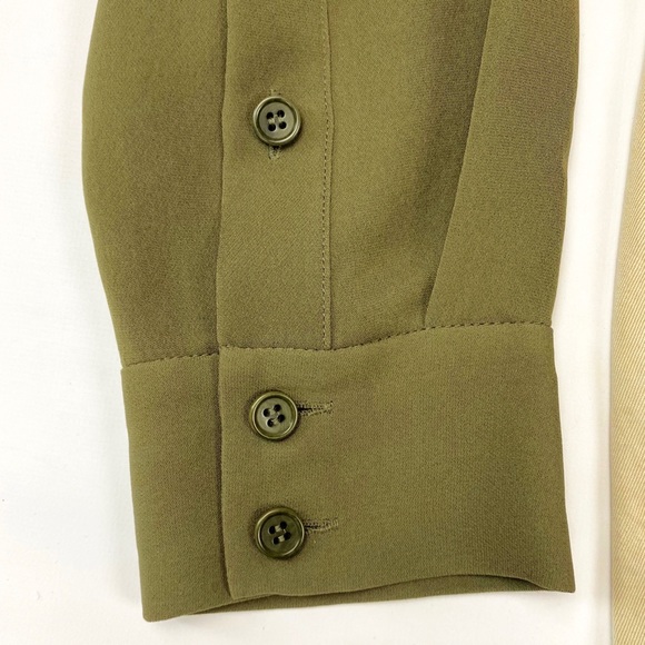 DVF Marci Faux Wrap Silk Olive Blouse NWT - Picture 10 of 16